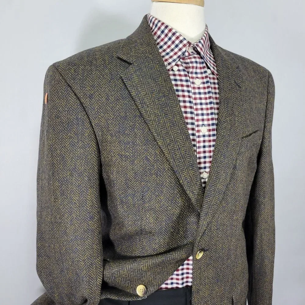 Nautica Men's Tweed Sport Coat Blazer Two Button Herringbone Wool Sz‎ 40L